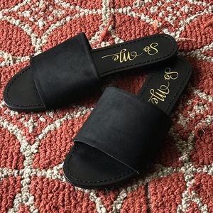 Black slide sandals